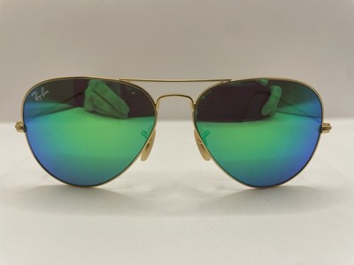 Ray-Ban RB 3025 112/19 Aviator Large Metal 58-14 Gold Green Flash Sunglasses