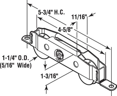 Prime-Line 13808-S Adjustable Steel Housing Glass Door Roller Assembly 1-1/4 in.