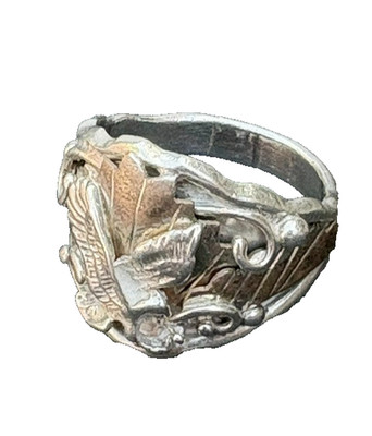 Native American Spencer 925 Sterling Silver and 12k GF Eagle Ring Size 12.5