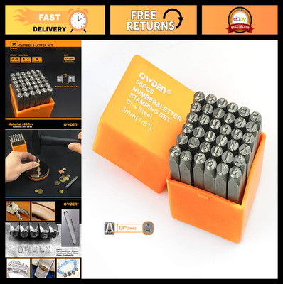 36Pcs Steel Metal Stamping Tool Set - 1/8'' Number & Letter Punches for Jewelry C