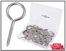 1.57" Stainless Steel Eye Screws for Wood, 30 Pcs Screw Eye Hooks Eye ...