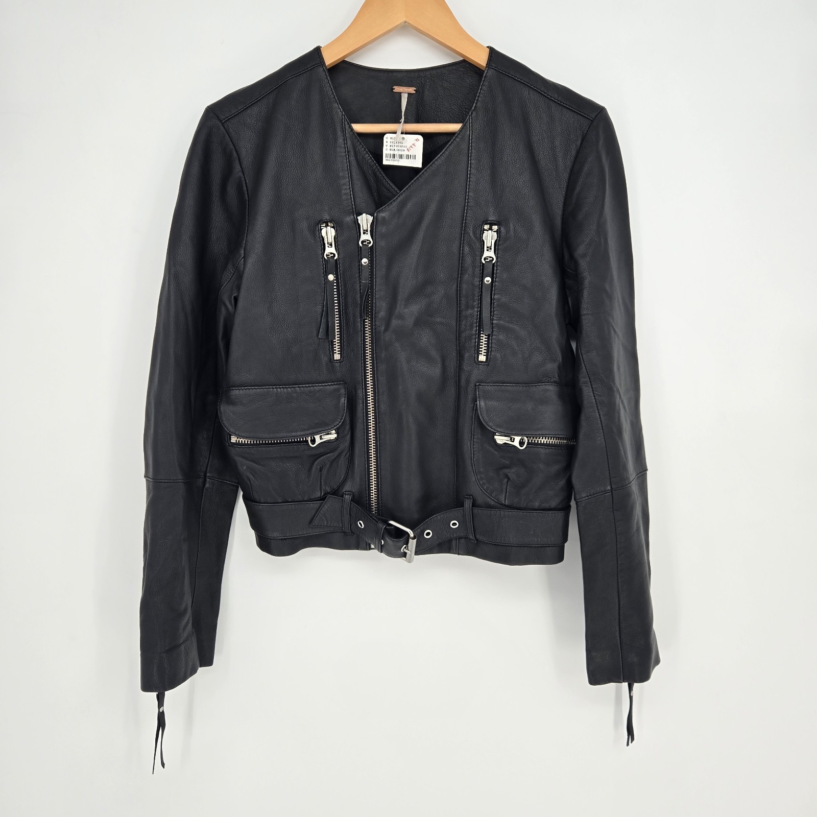 NWT Free People Womens S Genuine Lamb Leather Motorcycle Biker Jacket Cool Chic