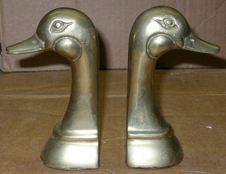 Solid Brass Duck Head Book Ends 6" Tall