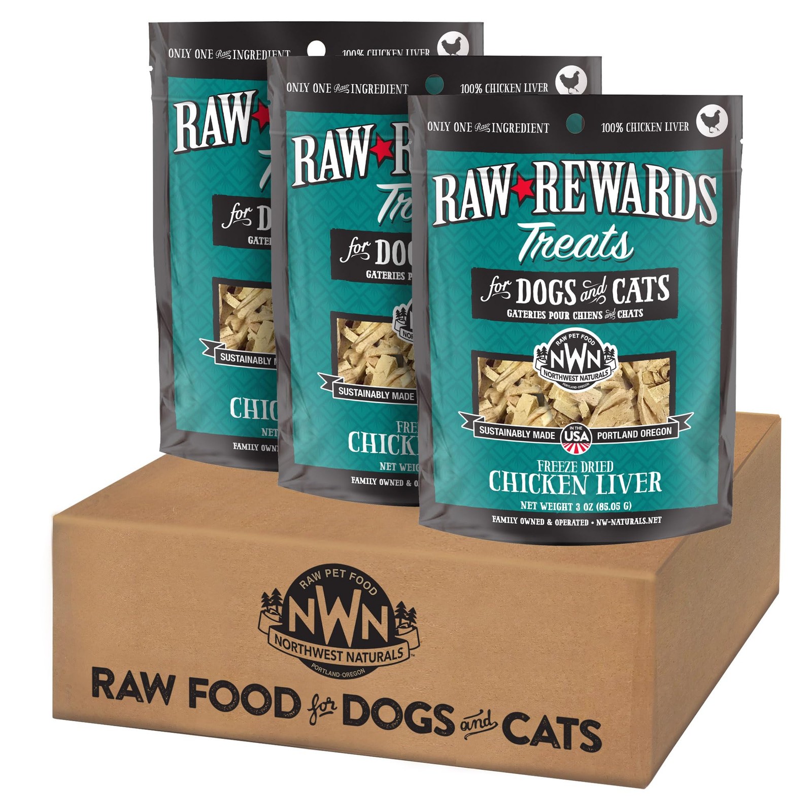 Northwest Naturals Raw Rewards Freeze-Dried Chicken Liver Treats for Dogs and...