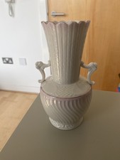 Vintage Beleek Porcelain Vase W/ Light Pink Glaze & Embossed Patterns 8?