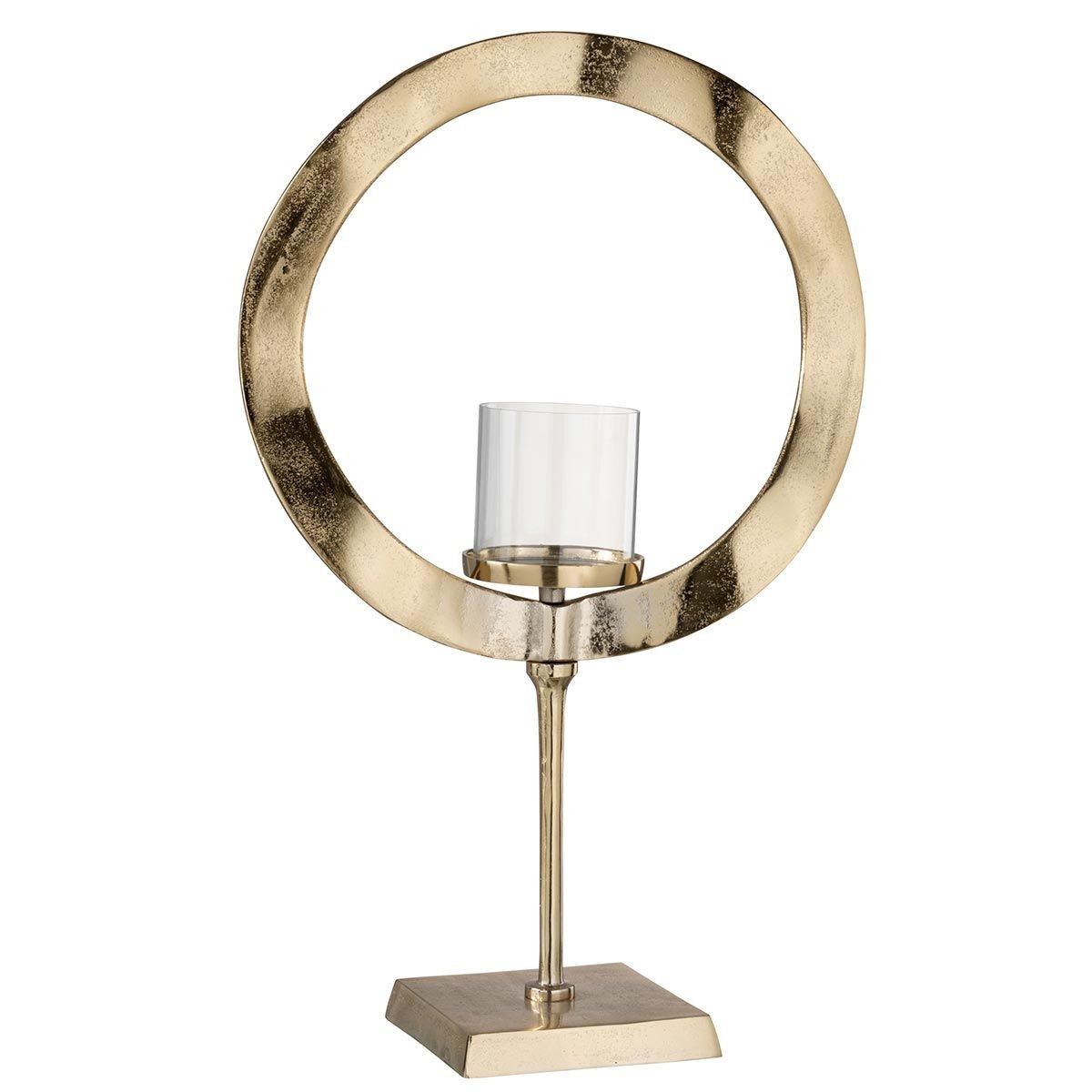 Photophore or 63cm sur pied rond grand format pour bougie de salon et décoration maison