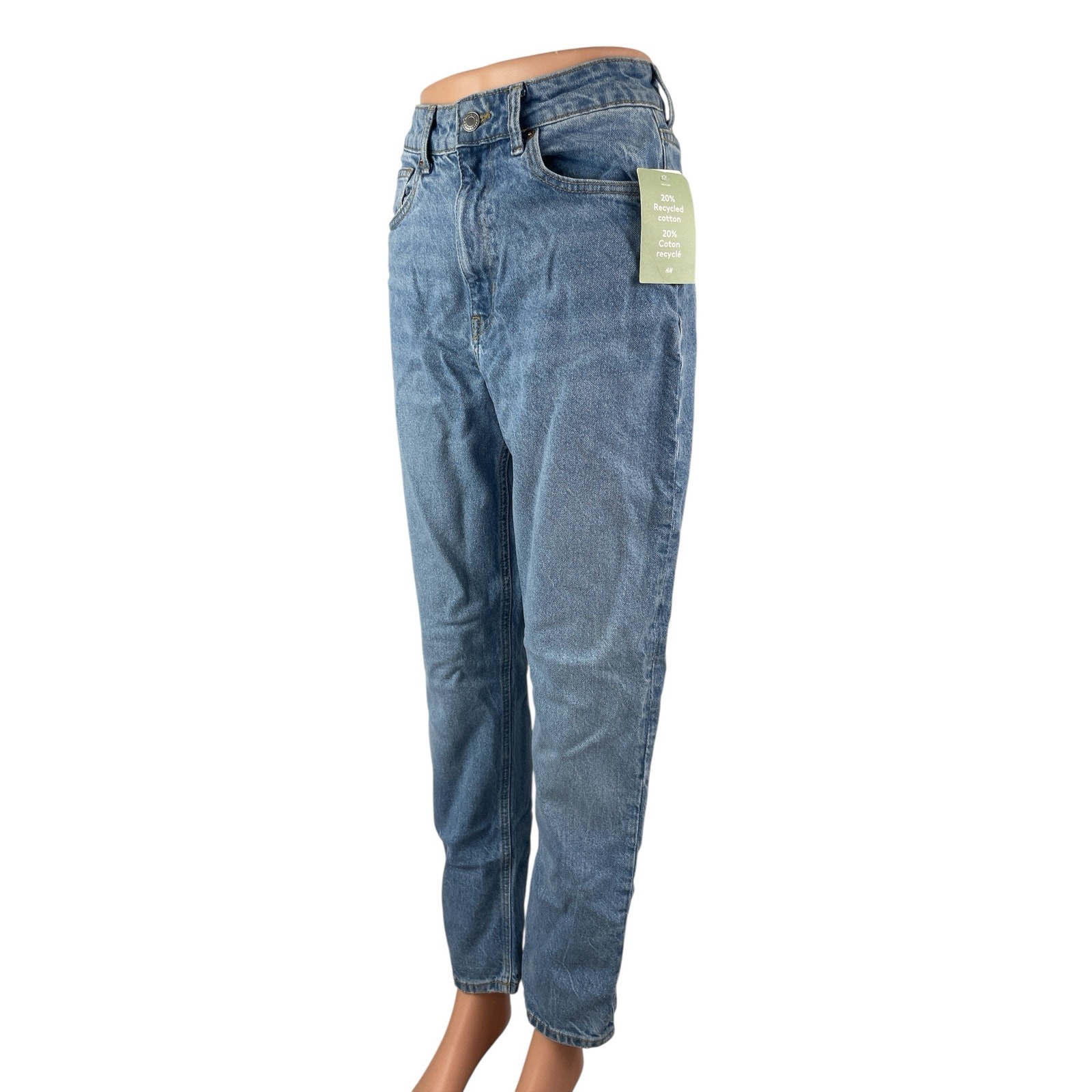 NEW H&M Women's Blue High Waisted Medium Wash Casual Mom Denim Jeans Size 4 thumbnail 3