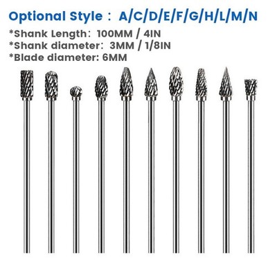 1x Lange Drehweite Fräser Doppelschnitt Hartmetall Spitze 3mm Schaft D.