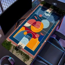 40 90cm Oversized Vibrant Basketball Court Mouse Pad - Colorful Sports Theme Des