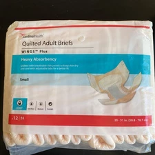 Cardinal Health Quilted Adult Briefs Wings Plus Small 20”-31” 12 Count
