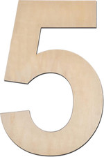 12 Inch Wooden Number 5, 1/4 Inch Thick Large Unfinished Wood Number for Home Wa