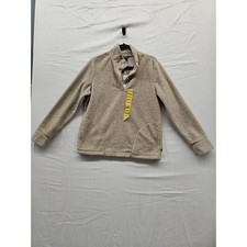 Eddie Bauer Womens Sherpa Fleece Pullover Tan Oatmeal Quarter Button Medium NEW