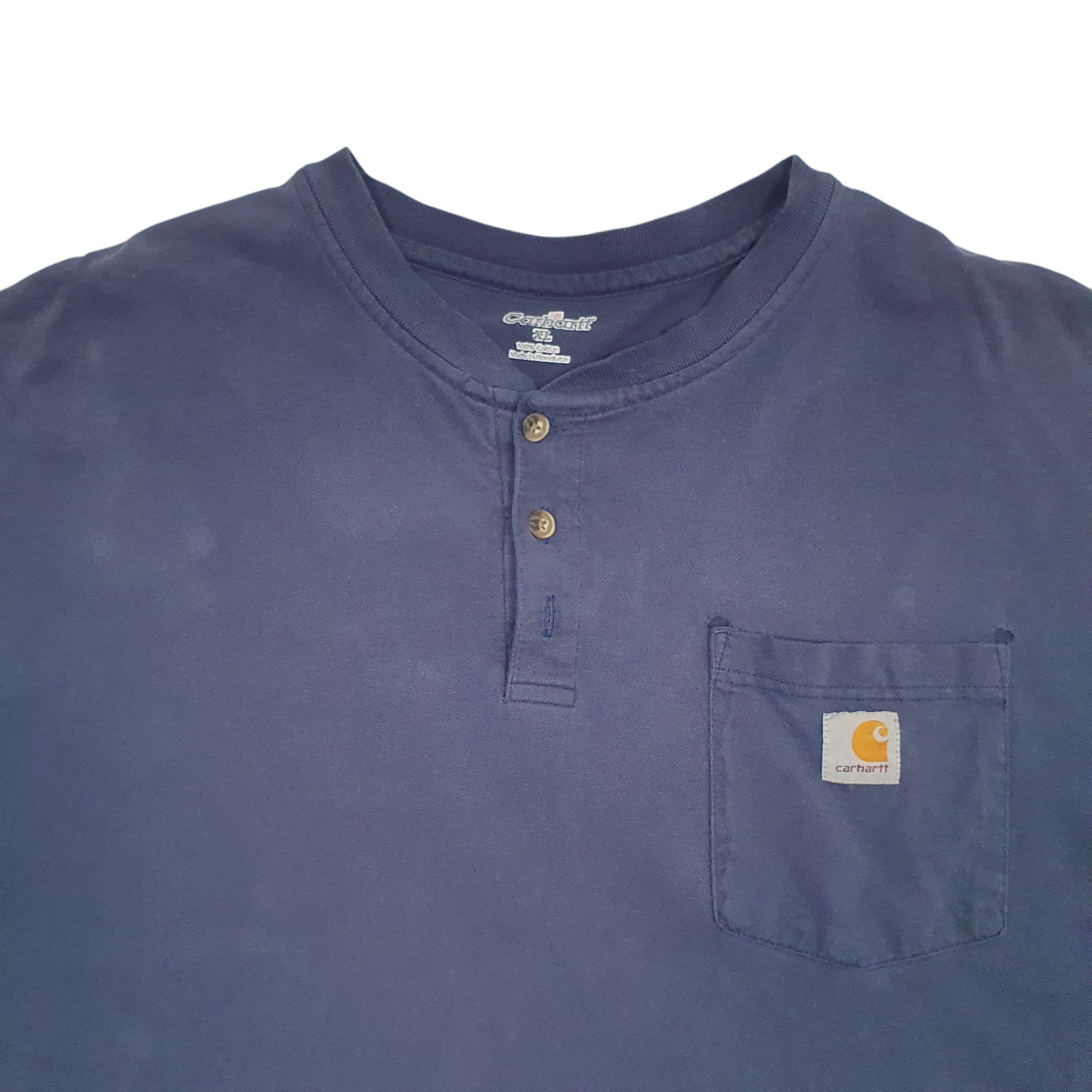 CARHARTT Navy T Shirt Tee Henley Long Sleeve Cotton Blend Mens XL image 2