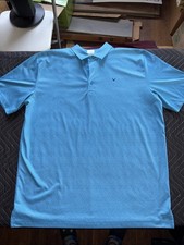 CALLAWAY OPTI-DRI STRETCH POLY GOLF SHIRT--L--WRINKLE FREE--LOOKS UNWORN BLUE