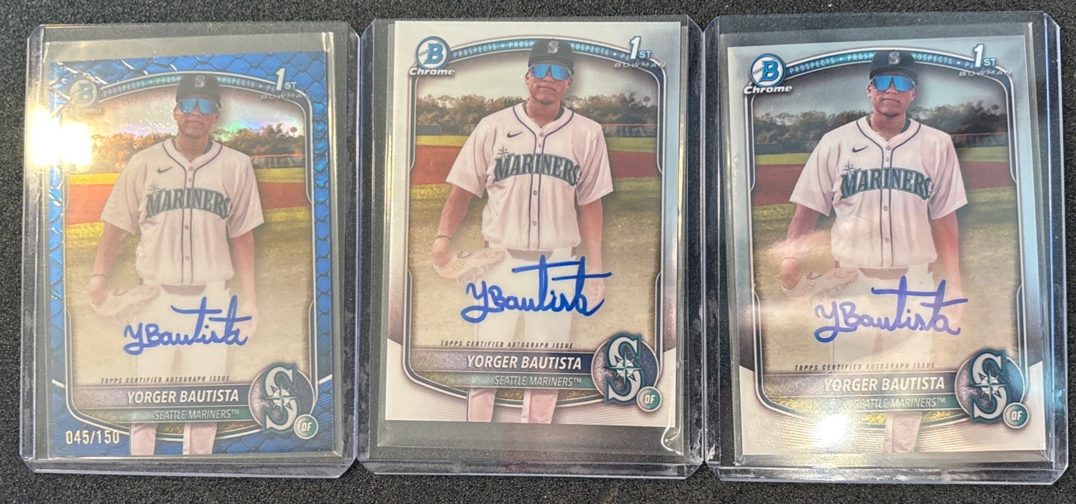 2025 Bowman Chrome Yorger Bautista Blue Reptilian Auto /150 Bowman 1st plus!!!