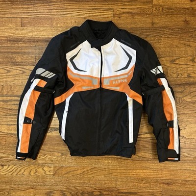 Alpha Cycle Gear 'Black Orange' Motorcycle Riding Jacket - Men's Size XL