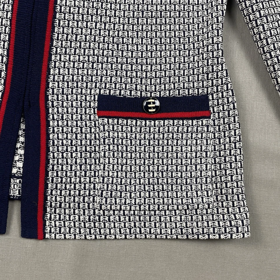 Chaqueta St. John Collection By Marie gris para mujer 4 cremallera completa tejida azul blanco rojo Foto 4 de 4