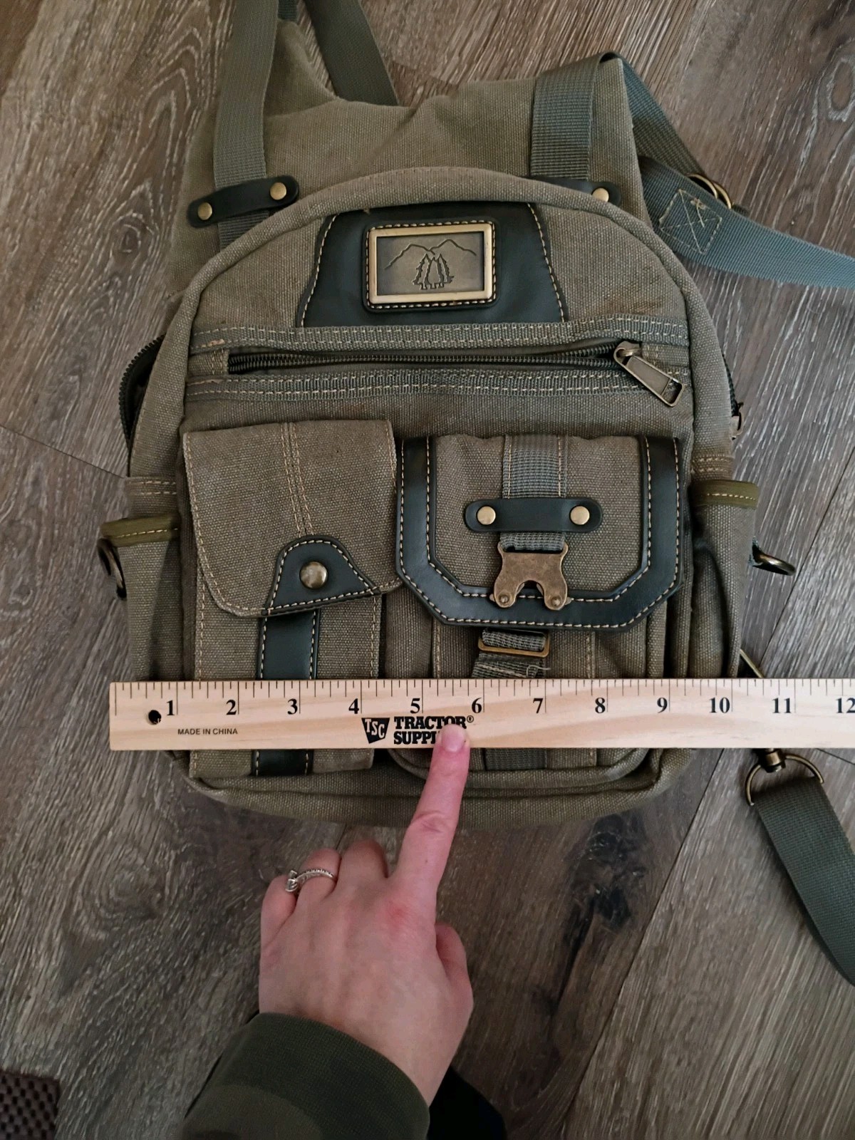 Triple Tree green Canvas Backpack - image 8