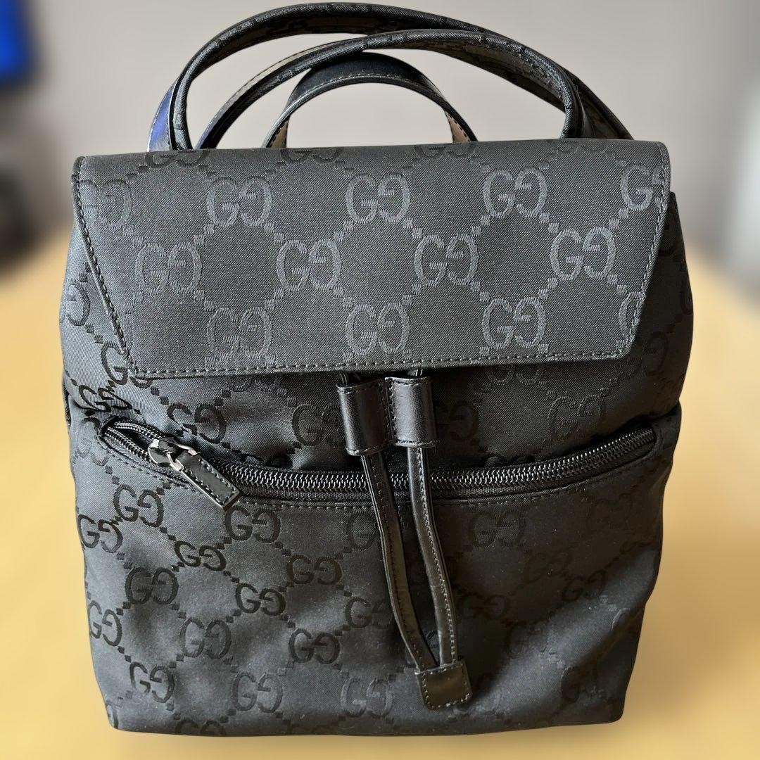 Gucci Black GG Pattern Backpack External Zipper P… - image 3