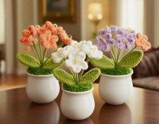 Handmade Flower Hand-knitted Flower Crochet Forget-me-not Flower Potted Plant