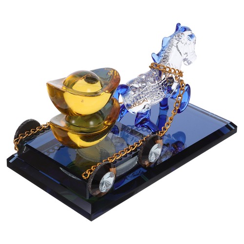  Feng Shui Kryształ Sukces Rzeźba konia Powóz konny z figurką wlewki - Zdjęcie 5 z 16