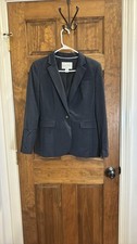 Banana Republic Women's Navy Wool Stretch Blazer 8P Notch Lapel One-Button