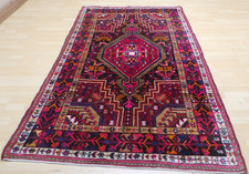 Large Persain Oriental Carpet Rug Hand Made Wool Vintage 7ft 9" x 4ft 6" Vibrant