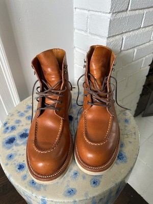 Grant Stone Brass Boot 10D Saddle Tan Minerva Wedge Sole w/ Box Bags Extras