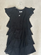 VINTAGE Black Georgette Ruffled Dress by Patra Size 16 Semi Formal