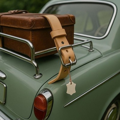 Oldtimer-Riemen aus Naturleder   vegetabil gegerbtes Blankleder Gürtel   Unikate