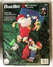 Vintage Bucilla Golfing Santa Felt and Sequin NIP Christmas Stocking Kit 83383
