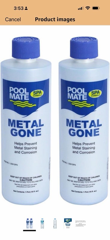 Pool Mate 2-Pack 1-Quart Metal Gone for Hot Tubs - Prevents Stains, USA Made