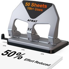 3 Hole Punch Heavy Duty, 50-Sheet Three Hole Punch, 50 Reduced Effort, 10,00...