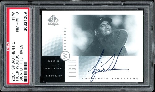 2001 SP Authentic Sign of the Times Tiger Woods Rookie Auto PSA 8 NM-MT