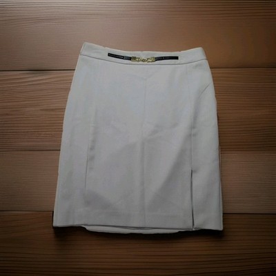 Express Light Gray A-Line Skirt | Women's Size 8 | Front Slit | Office Wear