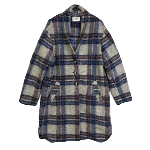 Isabel Marant ETOILE Coat Womens US 8 Blue Gabriel Plaid Wool Designer Outdoors