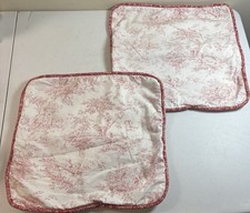 Red Toile Print Pillow Covers French Country Decor Set Of Two 15  x15  Cottagecor