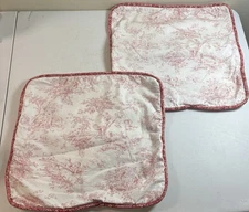 Red Toile Print Pillow Covers French Country Decor Set Of Two 15”x15” Cottagecor