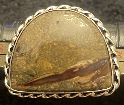 Native American Style Nickel Silver Cabochon Stone Ring 9.9g Sz 8.75