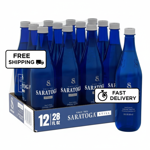 Saratoga Sparkling Water Bottles 12-Pack &ndash; Carbonated 28 Fl Oz Pack of 12