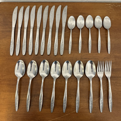 SUPERIOR Stainless USA RADIANT ROSE Flatware 23 Piece Set Knives Forks Spoons