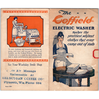 #ad Vtg 1920s Coffield Electric Washer Brochure Dayton OH Plymouth WI Adv Booklet $14.00