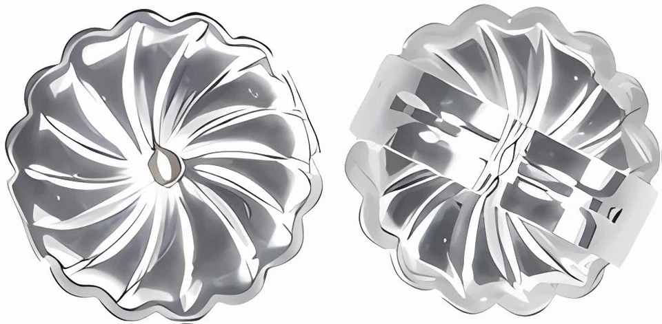 Pendiente Jumbo Oro Blanco 14K Diseño Remolino Trasero - Extra Grande 9mm Aleta Rodio... Foto 2 de 4