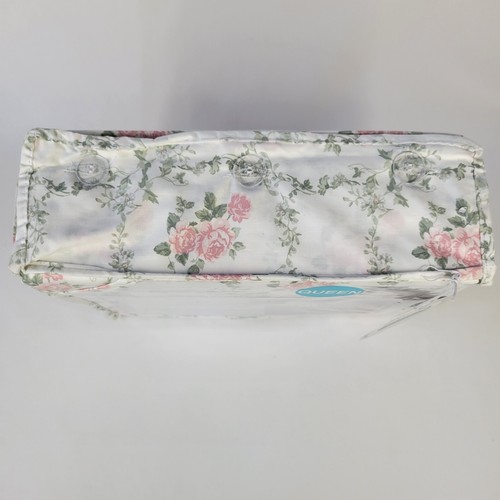 Farmhouse Shabby Chic 4 pc QUEEN Sheets Set White Green Vines Pink Roses Cotton - Picture 5 of 11