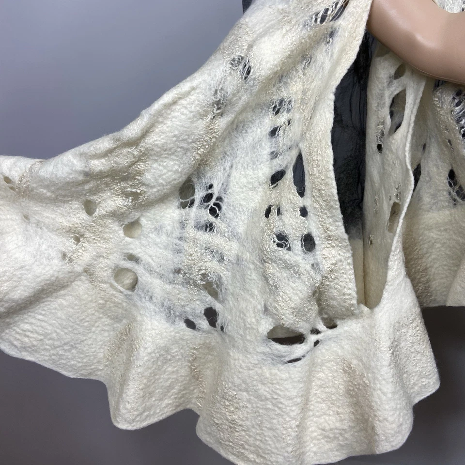 Chaqueta chal de lana y seda Nuno S caprichosa hada bruja Lagenlook envoltura etérea Foto 4 de 4