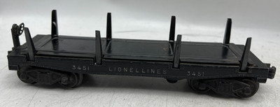 Lionel O Train Car 3451 Automatic Stake Log Lumber Unloading Car Flatcar