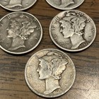 Lot Of 9 Mercury Dimes 90% Silver Mixed Dates — photo 5