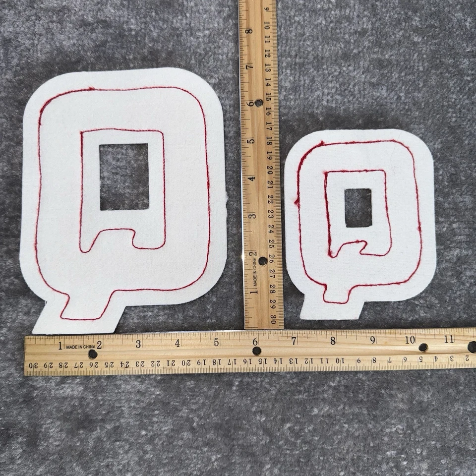 Letter Q Chenille Stitch Varsity Letterman Jacket Patch 12 Small 3 Large Sew On - Image 3 of 3