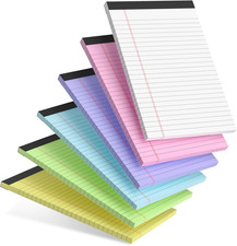 6Pcs Small Note Pads 5X8 Notebook Colored Legal Pads Paper College Ruled Notepad