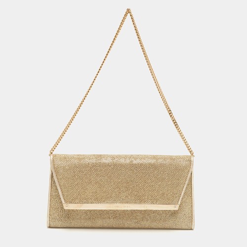 Jimmy Choo Margot Gold Lurex Fabric Chain Clutch